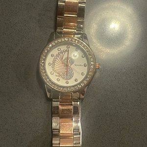 Stunning Designer Women's Watch – Rose Gold/Silver w/ Sparkling Accents